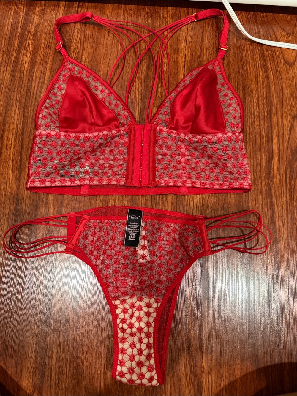 Victoria's Secret Red Lace Strappy Bikini Set
